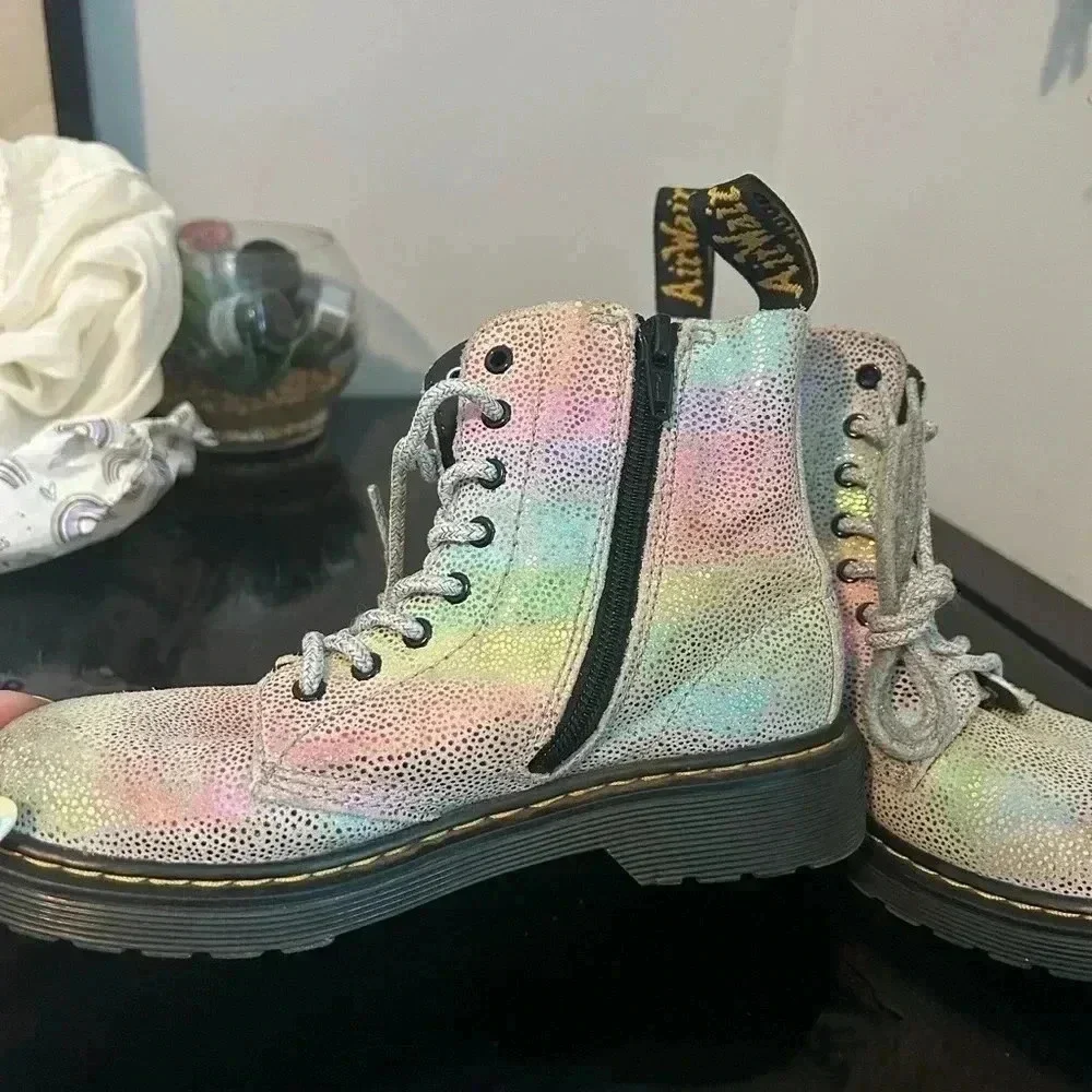 Dr. Martens 1460 PASCAL J Multicolor Leather Lace Up/Zip Ankle Kids Size 2
